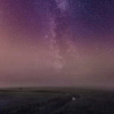 Countryside River and the Milky Way