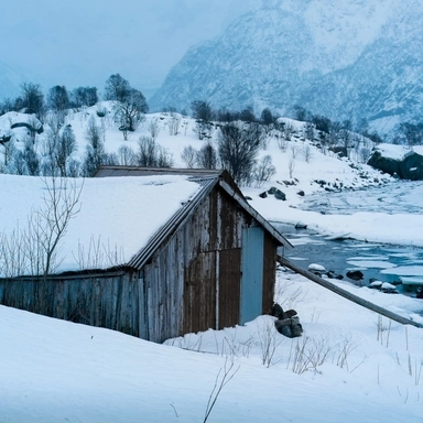 Barn on the Frozen Shore